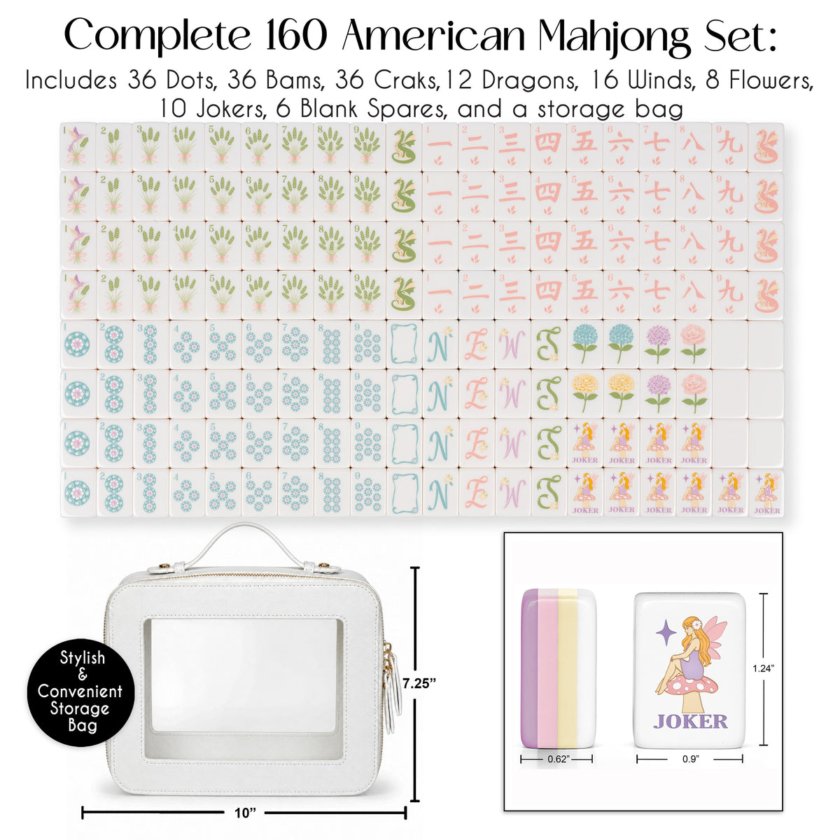 Purple Secret Garden Collection American Mahjong Tile Set (160pc)