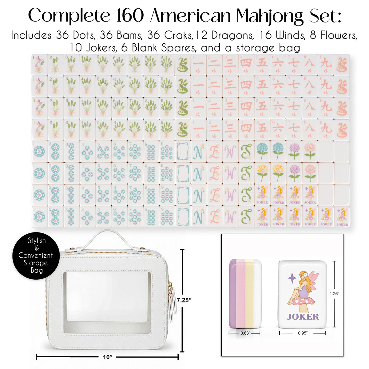 Purple Secret Garden Collection American Mahjong Tile Set (160pc)
