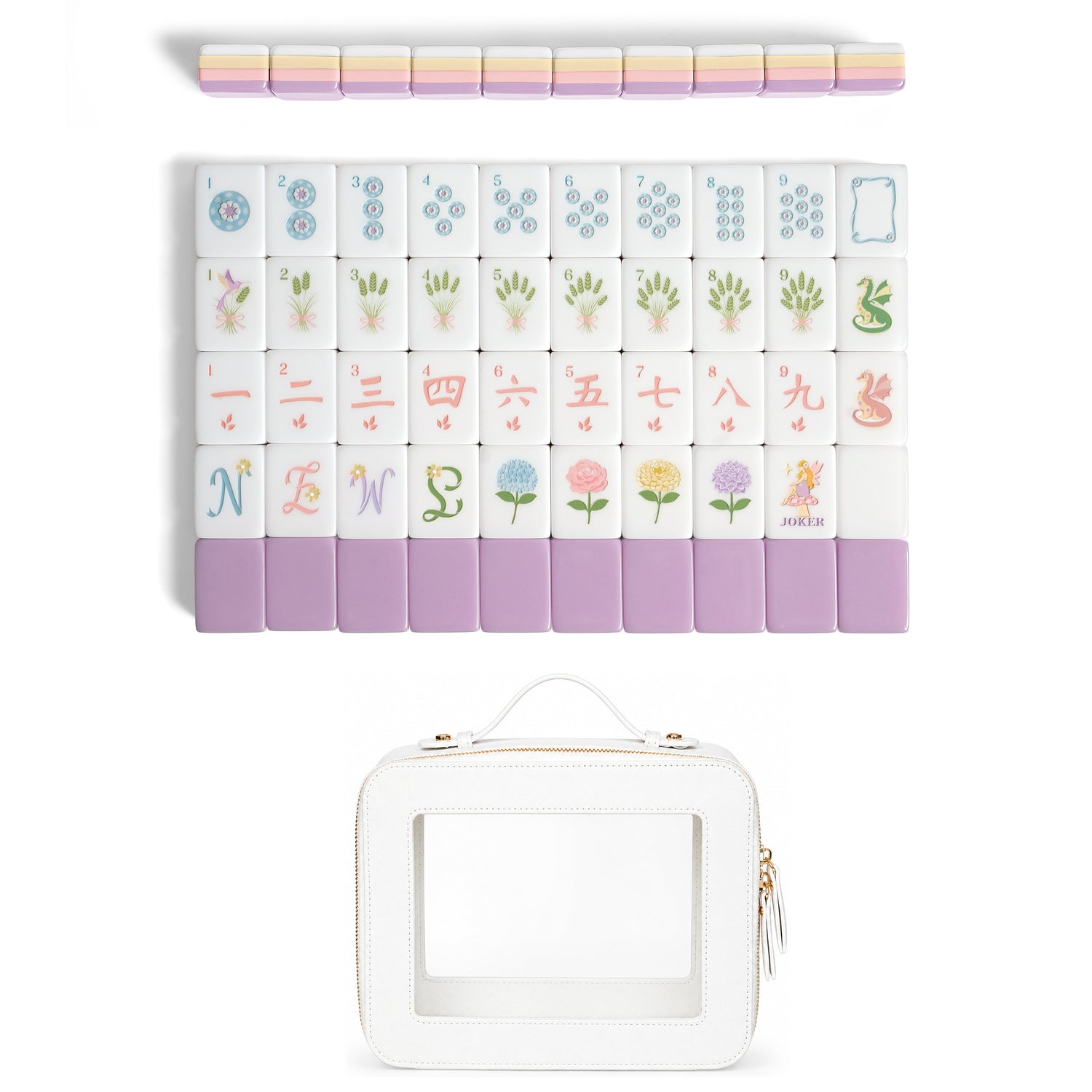 Purple Secret Garden Collection American Mahjong Tile Set (160pc)