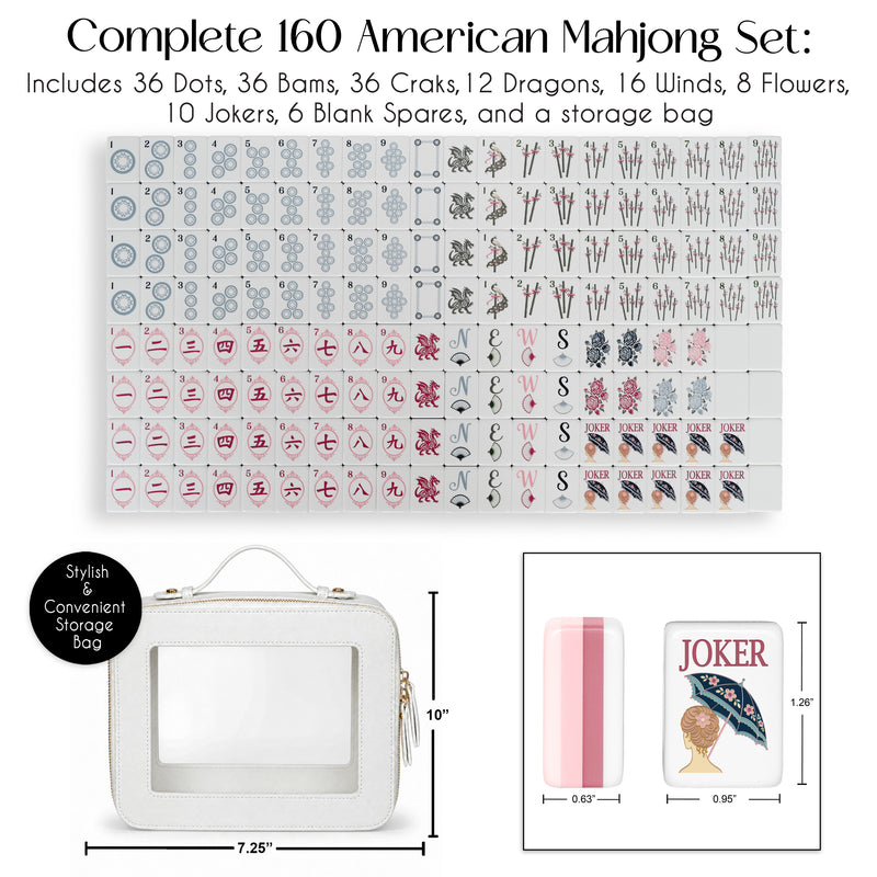 Pink Shabby Chic Collection American Mahjong Tile Set (160pc)