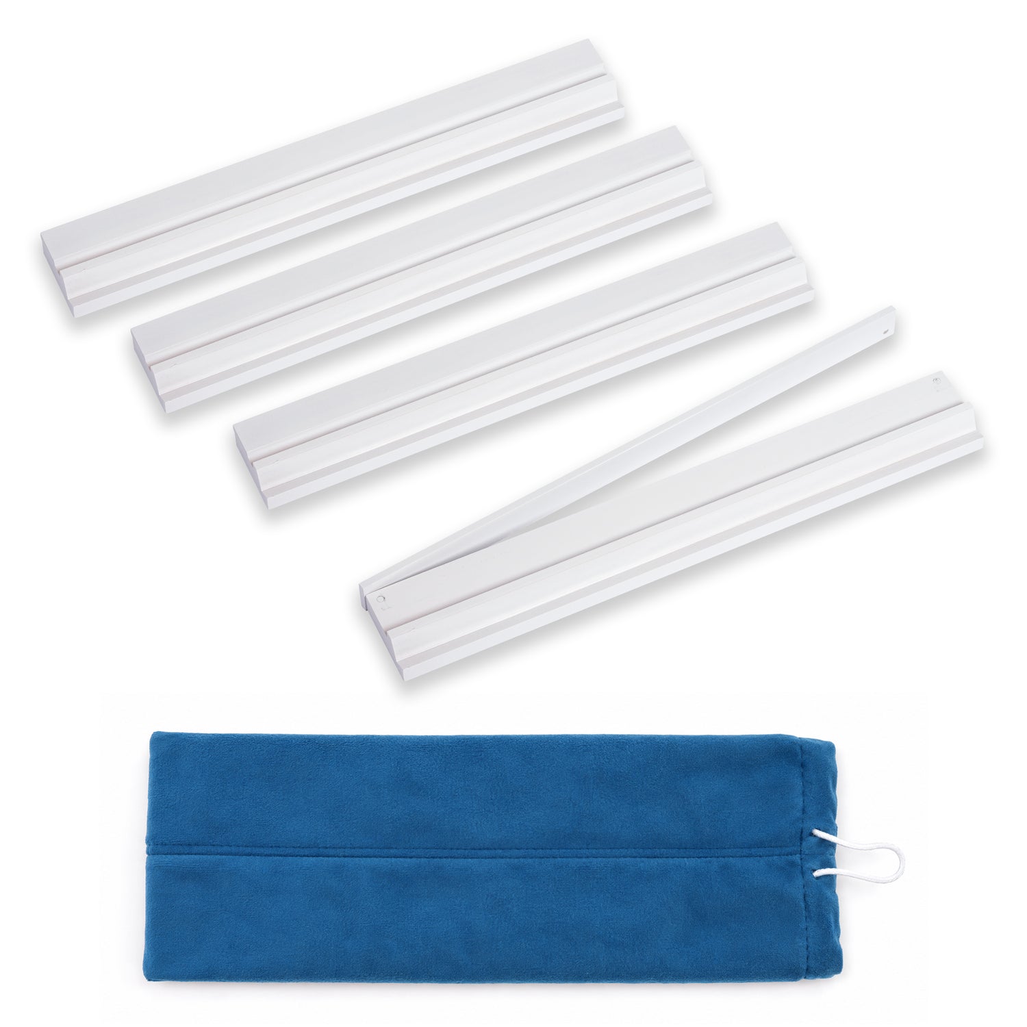 (18in.) White Wooden Mahjong Racks with Pushers & Travel Bag - Set of 4