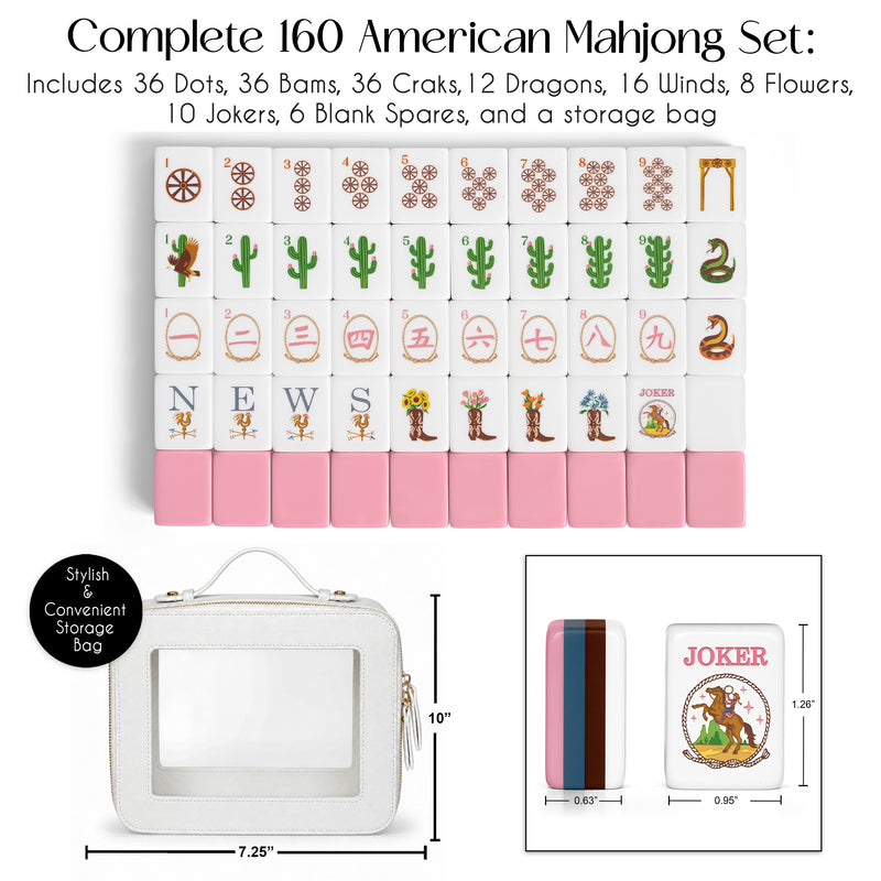 Pink Western Collection American Mahjong Tile Set (160pc)
