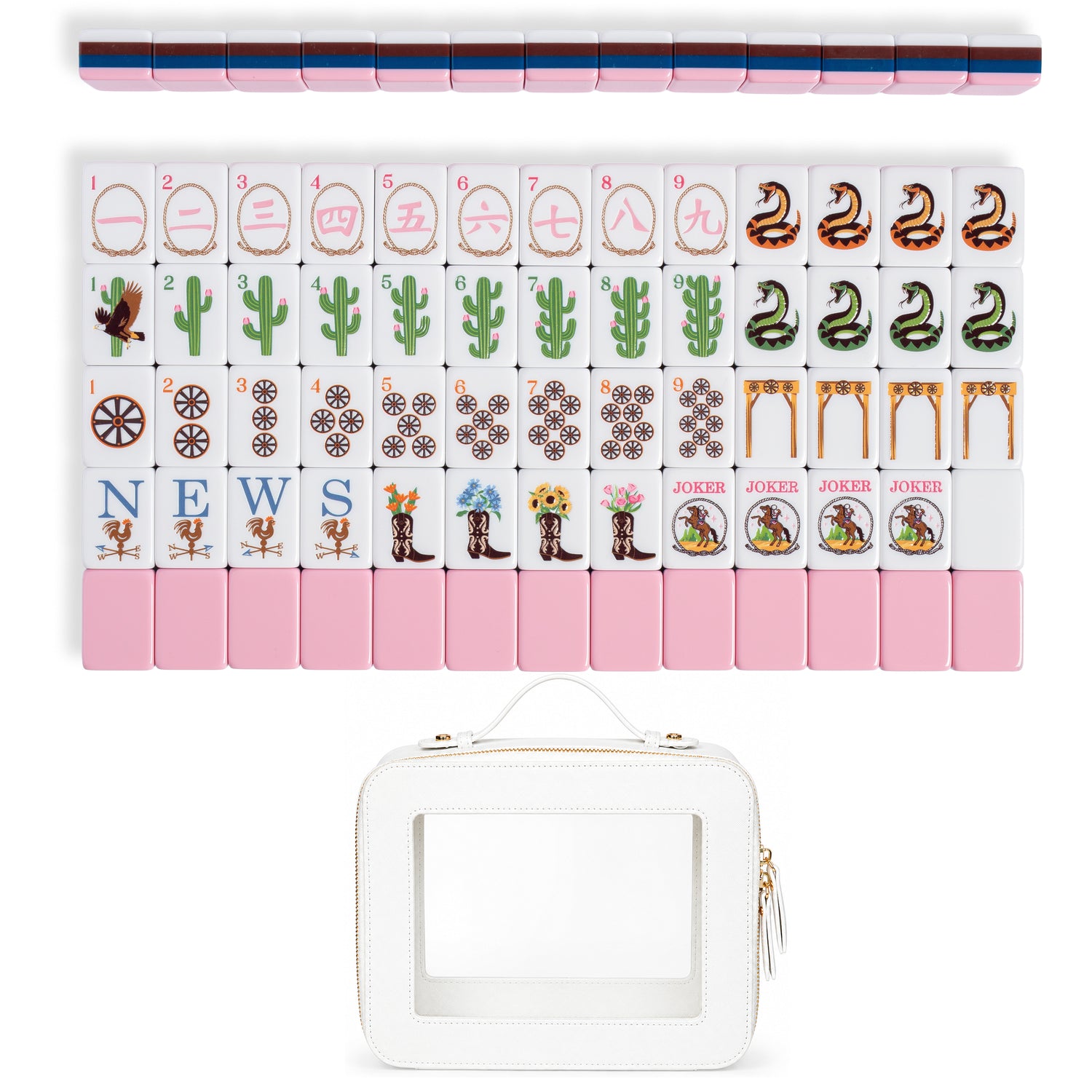 Pink Western Collection American Mahjong Tile Set (160pc)