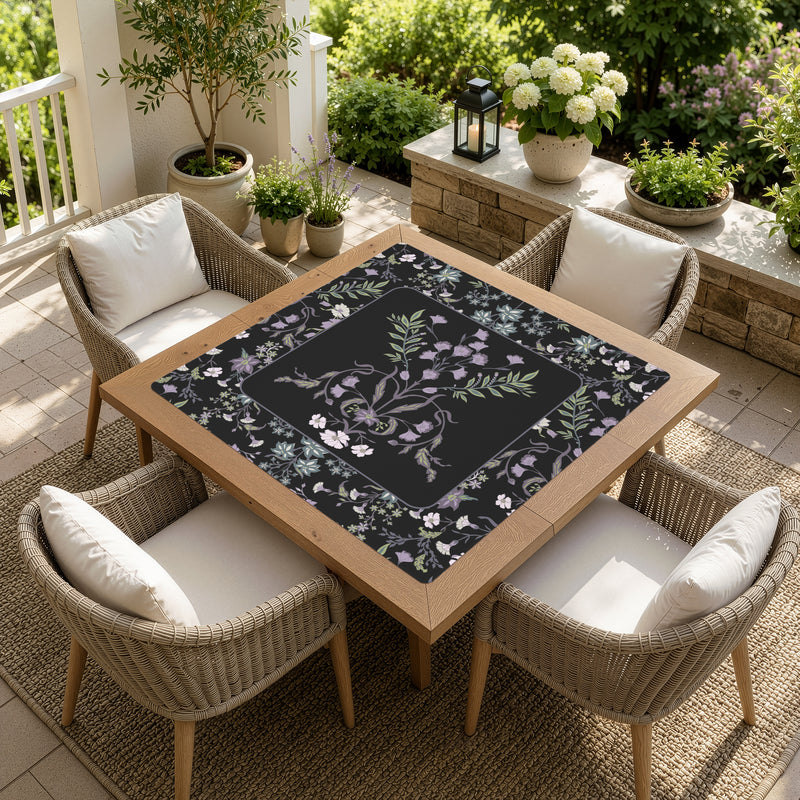 Boho Floral Wildflower Black and Purple Collection Mahjong Mat for Table - Shipped Rolled