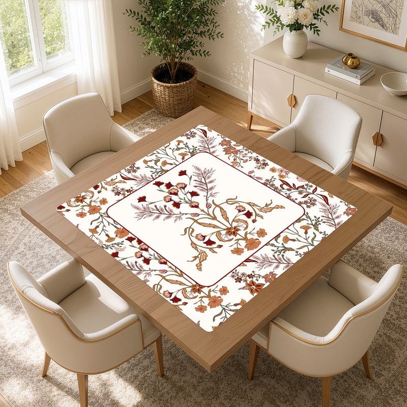 Boho Floral Wildflower Rust Orange and Ivory Collection Mahjong Mat for Table - Shipped Rolled