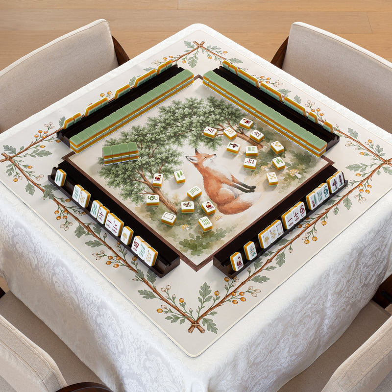 Sage Green Woodland Collection Mahjong Mat for Table - Shipped Rolled