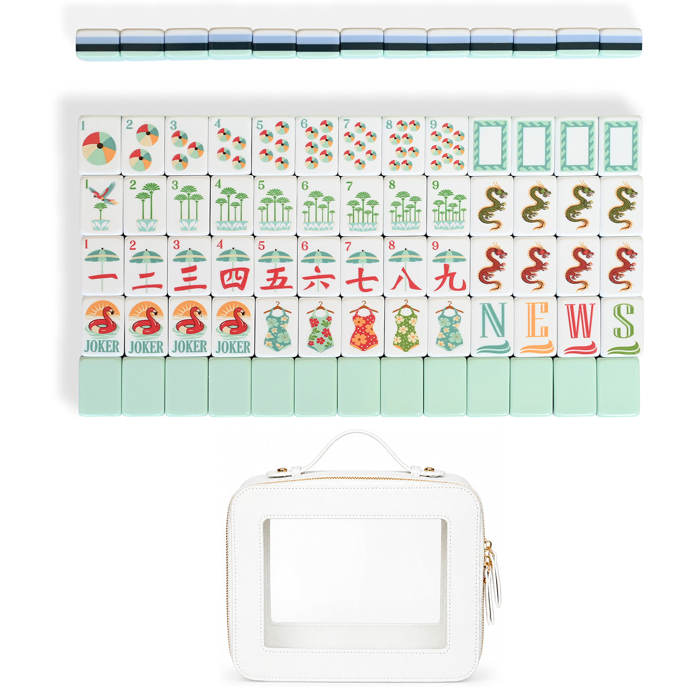 Mint Green Royal Palm Collection American Mahjong Tile Set (160pc
